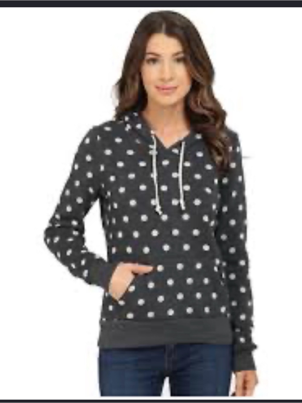 Alternative Dark Gray Fleece Polka Dot Hoodie Sweatshirt Sz L